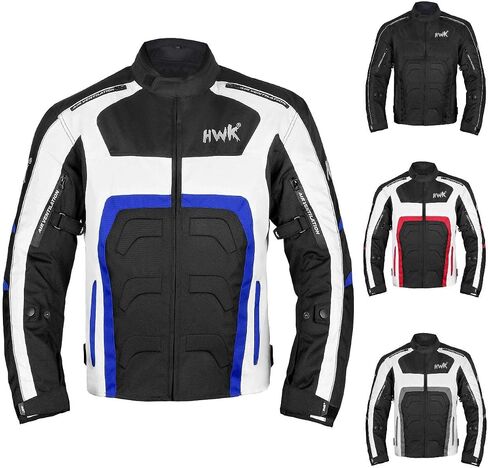 HWK Spyder Motorcycle Jacket for Men with Weather Resistant Cordura Textile Fabric for Enduro Motocross Motorbike Riding and Impact Protection Armor, Dual Sport Motorcycle Riding Jacket (Black, S) in Saudi Arabia