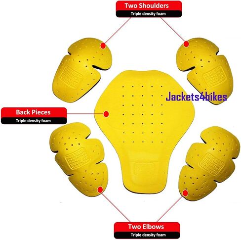 4-PC Triple Density CE Removable Armor | Motorcycle Street Biker Jackets | 4 PC Universal Size Yellow in Saudi Arabia
