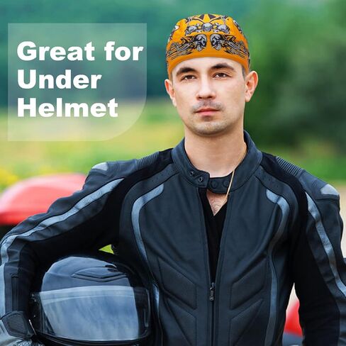 قبعات جمجمة Dew Rag للرجال، غطاء رأس لعرق ركوب الدراجات، بطانة خوذة دراجة نارية باندانا دو راجز in Saudi Arabia