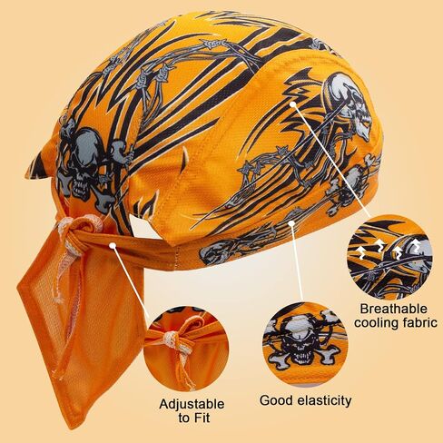 قبعات جمجمة Dew Rag للرجال، غطاء رأس لعرق ركوب الدراجات، بطانة خوذة دراجة نارية باندانا دو راجز in Saudi Arabia