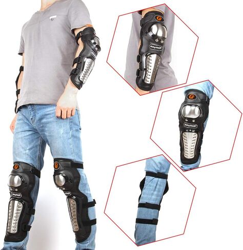 4 قطع الكبار سبائك الصلب دراجة نارية منصات الركبة الكوع الحرس موتوكروس الركبة شين منصات حامي in Kuwait