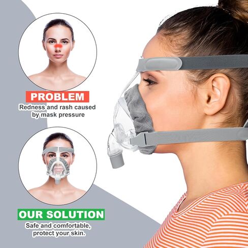 24 قطعة من أغطية الأقنعة الناعمة القابلة لإعادة الاستخدام لكامل الوجه تقلل من تسرب الهواء والبثور، أغطية وسائد قابلة للغسل متوافقة مع معظم أقنعة الوجه الكاملة (رمادي) in Kuwait