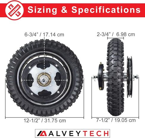 AlveyTech Rear Wheel Assembly - Replacement Kit for the Razor MX350 (V23+) and MX400 (V19+) Mini E-Bike, Electric/Gas Scooter Wheels, Dirt Bikes, Folding Scooters, Tube & Tire with Accessories 1-Pack in Kuwait