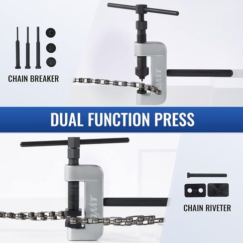 OMT Chain Breaker, 19pc Motorcycle Chain Tool with C Frame 3 Anvils 5 Break Tips, Dirt Bike ATV Motorcycle Chain Breaker Tool Kit Chain Rivet Chain Link Removal Tool for Cam & 25 to 630 Chains, Black in Kuwait