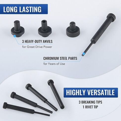 OMT Chain Breaker, 19pc Motorcycle Chain Tool with C Frame 3 Anvils 5 Break Tips, Dirt Bike ATV Motorcycle Chain Breaker Tool Kit Chain Rivet Chain Link Removal Tool for Cam & 25 to 630 Chains, Black in Kuwait