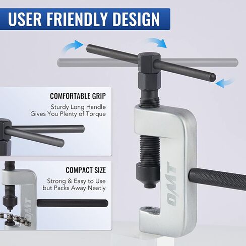 OMT Chain Breaker, 19pc Motorcycle Chain Tool with C Frame 3 Anvils 5 Break Tips, Dirt Bike ATV Motorcycle Chain Breaker Tool Kit Chain Rivet Chain Link Removal Tool for Cam & 25 to 630 Chains, Black in Kuwait