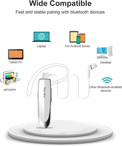 [2 Pack] Bluetooth Earpiece Wireless Handsfree Headset V5.0 24 Hrs Driving | with Microphone 60 Days Standby Bluetooth Headset for iPhone Android Driver Cell Phone Calls in Kuwait