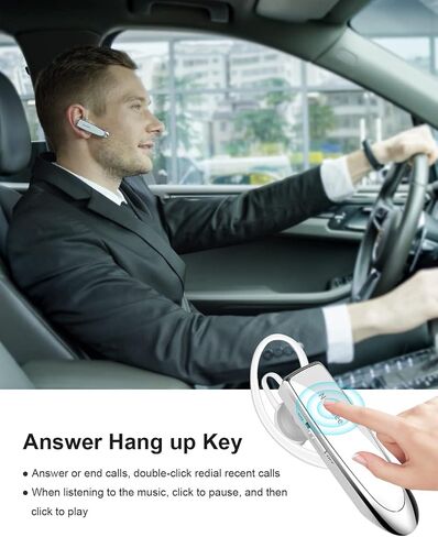 [2 Pack] Bluetooth Earpiece Wireless Handsfree Headset V5.0 24 Hrs Driving | with Microphone 60 Days Standby Bluetooth Headset for iPhone Android Driver Cell Phone Calls in Kuwait