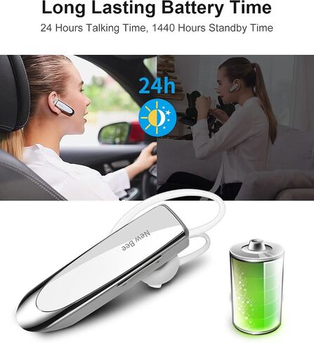 [2 Pack] Bluetooth Earpiece Wireless Handsfree Headset V5.0 24 Hrs Driving | with Microphone 60 Days Standby Bluetooth Headset for iPhone Android Driver Cell Phone Calls in Kuwait
