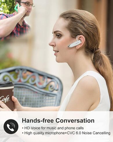 [2 Pack] Bluetooth Earpiece Wireless Handsfree Headset V5.0 24 Hrs Driving | with Microphone 60 Days Standby Bluetooth Headset for iPhone Android Driver Cell Phone Calls in Kuwait