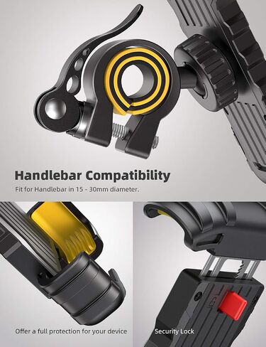 Lamicall Bike Phone Holder Motorcycle Mount - One-Hand Operation, Lockable | 360° Rotation Handlebar Clamp for 4.7-6.8" iPhone 17 Pro Max Air, Rubber Protect, Road Mountain Bike E-Bike Scooter Holder in Kuwait
