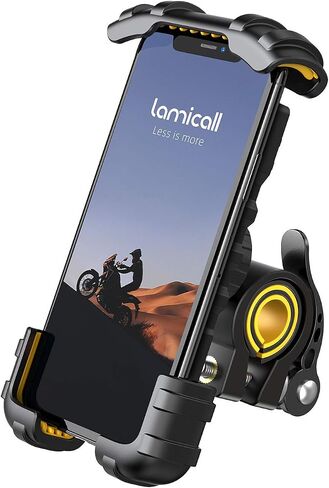 Lamicall Bike Phone Holder Motorcycle Mount - One-Hand Operation, Lockable | 360° Rotation Handlebar Clamp for 4.7-6.8" iPhone 17 Pro Max Air, Rubber Protect, Road Mountain Bike E-Bike Scooter Holder in Kuwait