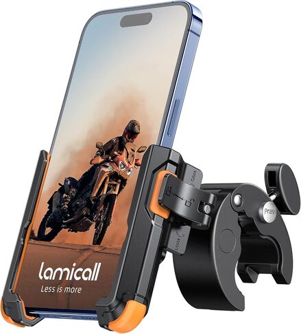 حامل هاتف للدراجة النارية من Lamicall - [صديق للكاميرا] [قفل 1 ثانية] مشبك مقود حامل هاتف الدراجة 2023، مشبك هاتف سكوتر للدراجة، لهاتف iPhone 14 Pro Max، 13 12 Mini، هواتف عريضة 2.4~3.54 بوصة، أسود in Kuwait