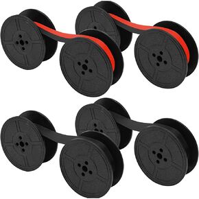 4 Pairs Universal Typewriter Ribbon Twin Spool Replacement Compatible with Most Typewriter (Black-Red,Black)