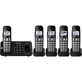 باناسونيك DECT 6.0 نظام هاتف لاسلكي قابل للتوسيع مع جهاز الرد الآلي وحظر المكالمات - 3 سماعات - KX-TGE433B (أسود)