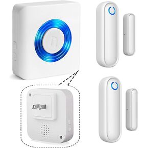 Portable Caregiver Pager Door Alarms for Dementia Patients/Kids Safety/Home Security,Door Sensor Alarm for Elderly/Business/Home/Store/Mailbox (2 Sensor 1 Portable Receiver)