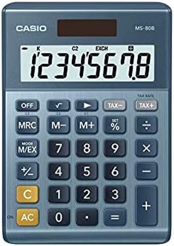 آلة حاسبة سطح المكتب ذات الوظائف القياسية من كاسيو MS-80B، أسود، 147 عمق × 103 عرض × 28.8 ارتفاع ملم in Kuwait