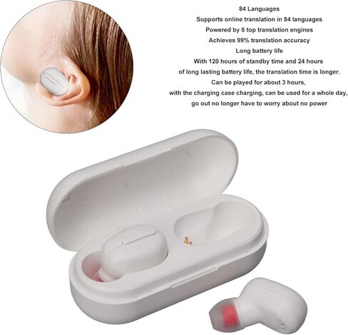 Voice Translator Earbuds Support 84 Languages Language Translator BT5.0 Noise Reduction Voice Translator Device Waterproof with Speaker Office Music Listening (Black) in Saudi Arabia