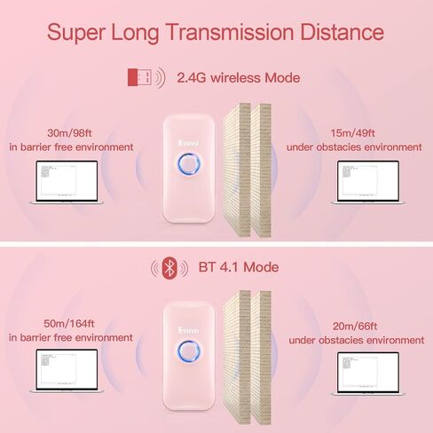 Eyoyo Mini 1D ماسح الباركود بلوتوث | 3 في 1 بلوتوث وUSB سلكي و2.4 جيجا لاسلكي، قارئ رمز شريطي محمول، يعمل مع Windows، Android، iOS، الأجهزة اللوحية أو أجهزة الكمبيوتر in Kuwait