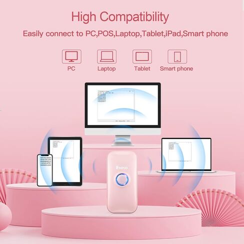 Eyoyo Mini 1D ماسح الباركود بلوتوث | 3 في 1 بلوتوث وUSB سلكي و2.4 جيجا لاسلكي، قارئ رمز شريطي محمول، يعمل مع Windows، Android، iOS، الأجهزة اللوحية أو أجهزة الكمبيوتر in Kuwait
