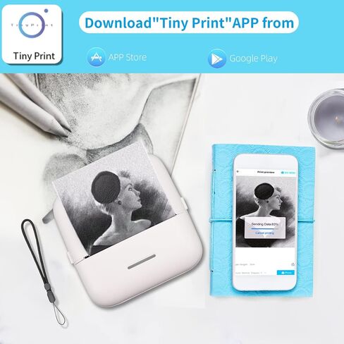 HuiJuKeJi Mini Sticker Printer Bluetooth Smart Pocket Inkless Thermal Printer with 10 Rolls Thermal Paper and Sticker for iOS&Android, Portable Receipt Printer for Photo Journal Notes Memo in Kuwait