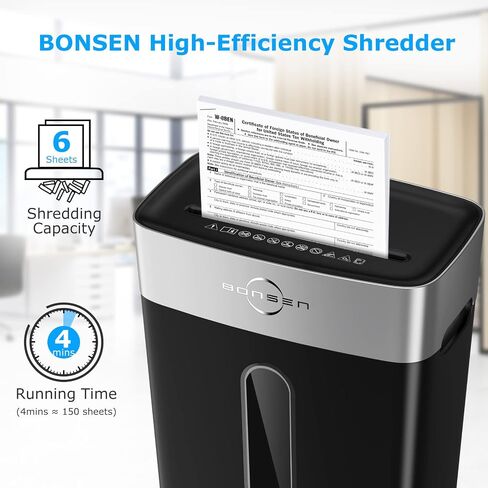 BONSEN Shredder for Home Office, 8-Sheet Crosscut Credit Card Shredder, Small Paper Shredder for Home Use with 4 Gallons Wastebasket, High Security Level P-4, ETL Certification (S3101) in Saudi Arabia