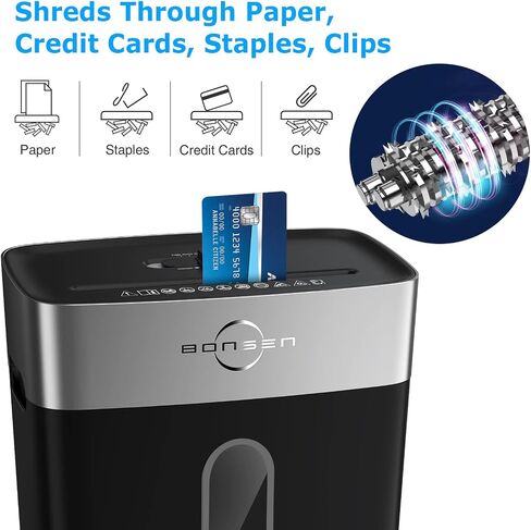 BONSEN Shredder for Home Office, 8-Sheet Crosscut Credit Card Shredder, Small Paper Shredder for Home Use with 4 Gallons Wastebasket, High Security Level P-4, ETL Certification (S3101) in Saudi Arabia