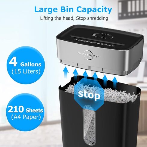 BONSEN Shredder for Home Office, 8-Sheet Crosscut Credit Card Shredder, Small Paper Shredder for Home Use with 4 Gallons Wastebasket, High Security Level P-4, ETL Certification (S3101) in Saudi Arabia