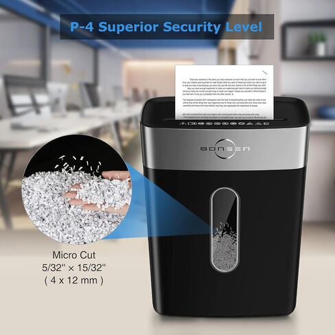 BONSEN Shredder for Home Office, 8-Sheet Crosscut Credit Card Shredder, Small Paper Shredder for Home Use with 4 Gallons Wastebasket, High Security Level P-4, ETL Certification (S3101) in Saudi Arabia