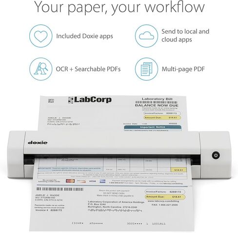 Doxie Go SE - The Intuitive Portable Document Scanner with Rechargeable Battery and Easy Software for Home, Office, or Work from Home in Saudi Arabia