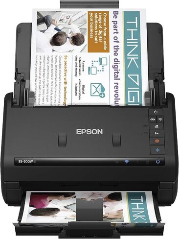 Epson Workforce ES-500W II Wireless Color Duplex Desktop Document Scanner for PC and Mac, with Auto Document Feeder (ADF) and Scan from Smartphone or Tablet in Saudi Arabia