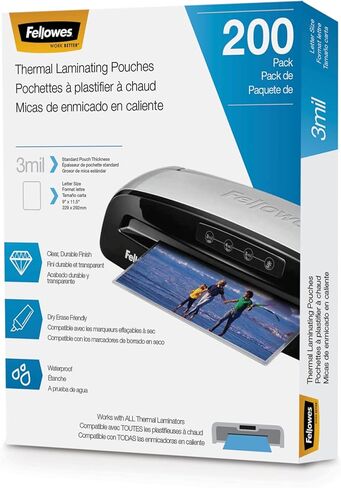 فيلوز اكياس تغليف حرارية، اوراق مقاس 3 مل، 9 × 11.5، عبوة من 200 قطعة، شفافة (5743401) in Kuwait