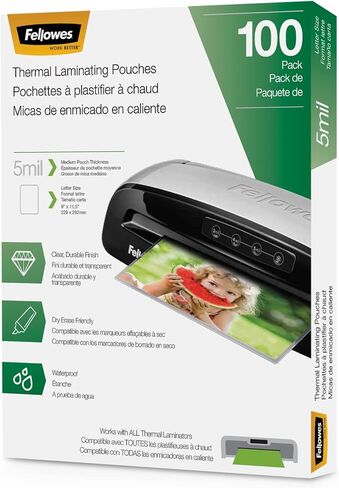 Fellowes Thermal Laminating Pouches, 3mil Letter Size Sheets, 9 x 11.5, 200 Pack, Clear (5743401) in Kuwait