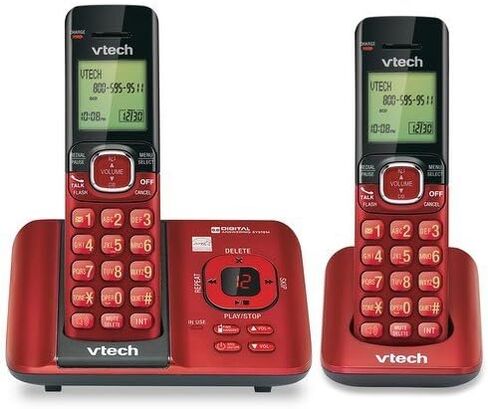 VTech CS6529-4B 4-Handset DECT 6.0 هاتف لاسلكي مع نظام الرد ومعرف المتصل، قابل للتوسيع حتى 5 هواتف، قابل للتركيب على الحائط، أزرق/أخضر/أحمر/فضي in Saudi Arabia