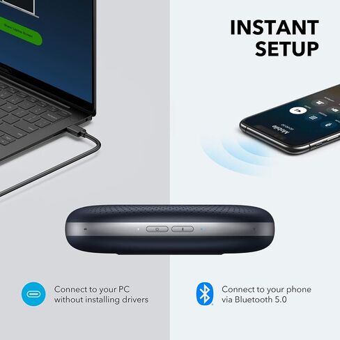 Anker PowerConf Speakerphone, Zoom Certified Conference Speaker with 6 Mics, 360° Enhanced Voice Pickup, 24H Call Time, Bluetooth 5.3, USB C, Compatible with Leading Platforms for Personal Workspaces in Saudi Arabia