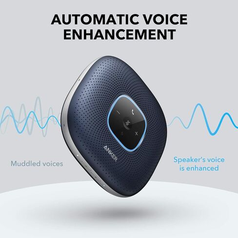 Anker PowerConf Speakerphone, Zoom Certified Conference Speaker with 6 Mics, 360° Enhanced Voice Pickup, 24H Call Time, Bluetooth 5.3, USB C, Compatible with Leading Platforms for Personal Workspaces in Saudi Arabia