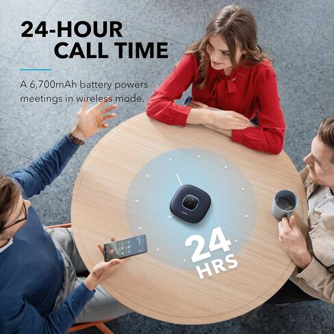 Anker PowerConf Speakerphone, Zoom Certified Conference Speaker with 6 Mics, 360° Enhanced Voice Pickup, 24H Call Time, Bluetooth 5.3, USB C, Compatible with Leading Platforms for Personal Workspaces in Saudi Arabia