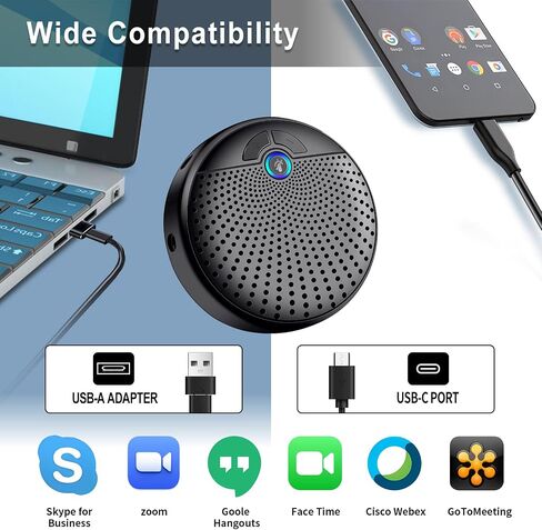 باليلا مكبر صوت USB للمؤتمرات والمؤتمرات والميكروفون مع 5 ميكروفونات لاسلكية، ميكروفون كمبيوتر محمول متعدد الاتجاهات للبث ومكالمات سكايب والندوات عبر الإنترنت والمقابلات in Kuwait