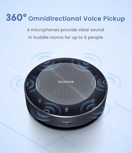 مكبر صوت مؤتمرات بلوتوث BM21 من Enther&MAXHUB، مكبر صوت للمؤتمرات عبر الهاتف مع شحن لاسلكي، مكبر صوت USB مع 6 ميكروفونات للمكتب المنزلي، التقاط صوتي محسن بزاوية 360 درجة وتقليل الضوضاء in Saudi Arabia