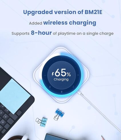 مكبر صوت مؤتمرات بلوتوث BM21 من Enther&MAXHUB، مكبر صوت للمؤتمرات عبر الهاتف مع شحن لاسلكي، مكبر صوت USB مع 6 ميكروفونات للمكتب المنزلي، التقاط صوتي محسن بزاوية 360 درجة وتقليل الضوضاء in Saudi Arabia
