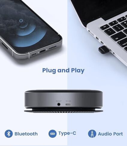 مكبر صوت مؤتمرات بلوتوث BM21 من Enther&MAXHUB، مكبر صوت للمؤتمرات عبر الهاتف مع شحن لاسلكي، مكبر صوت USB مع 6 ميكروفونات للمكتب المنزلي، التقاط صوتي محسن بزاوية 360 درجة وتقليل الضوضاء in Saudi Arabia