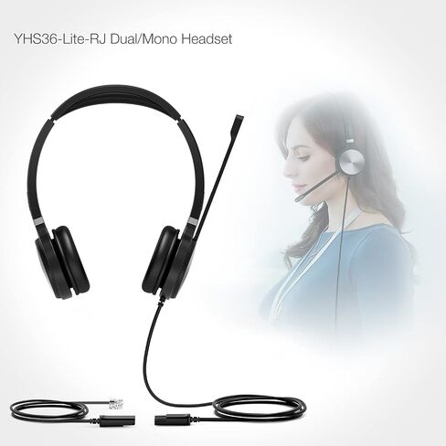 Yealink Phone Headsets for Office Phones YHS34 Lite QD to RJ9 Wired Headset for Yealink Compatible with Poly Snom Grandstream Phones Desk Landline Headset with Microphone -Dual/111g/2.1m Cable in Saudi Arabia