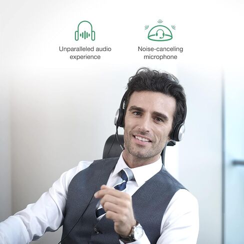 Yealink Phone Headsets for Office Phones YHS34 Lite QD to RJ9 Wired Headset for Yealink Compatible with Poly Snom Grandstream Phones Desk Landline Headset with Microphone -Dual/111g/2.1m Cable in Saudi Arabia