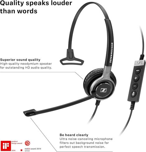 Sennheiser SC 630 USB ML (504552) - سماعة رأس للأعمال أحادية الجانب | لسكايب للأعمال | مع صوت عالي الدقة وميكروفون فائق إلغاء الضوضاء وموصل USB (أسود) in Kuwait