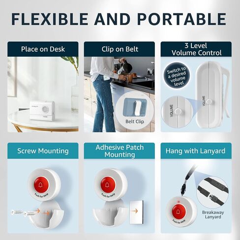 Caregiver Pager Wireless Call Buttons for Elderly Monitoring SOS Alert System Portable Alarm for Nurse Call Seniors Patients Emergency Home in Saudi Arabia