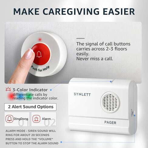 Caregiver Pager Wireless Call Buttons for Elderly Monitoring SOS Alert System Portable Alarm for Nurse Call Seniors Patients Emergency Home in Saudi Arabia