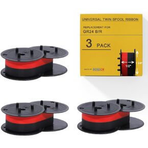 3 عبوات بديلة لشريط حاسبة Porelon 11216 Universal Twin Spool Universal GR24br متوافق مع Sharp el-1197piii Nukote BR80c Casio fr-2650tm إضافة أشرطة آلة عالمية (أسود/أحمر)