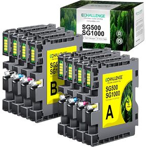 خرطوشة حبر التسامي SG500 SG1000 A+B Series 2 من ECHALLENGE متوافقة مع طابعة Sawgrass Virtuoso SG500 SG1000 (8 حزم، 2 أسود، 2 سماوي، 2 أرجواني، 2 أصفر) in Kuwait