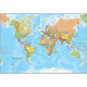Maps International Giant World Map - Mega-Map Of The World - 46 x 80 - Full Lamination - 2024 Updated