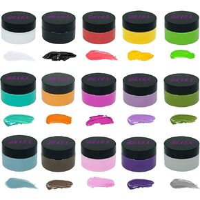 DGAGA 15 Colors Chalk Paste Sets for Stencils, DIY Chalk Craft Paint Kit Art Supplies painting on Home Decor Wood Furniture Chalkboard Fabric Screen Printing Ink 40ml per Jar